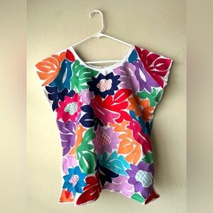 J.Marie Multicolor Embroidered Floral Cotton Top